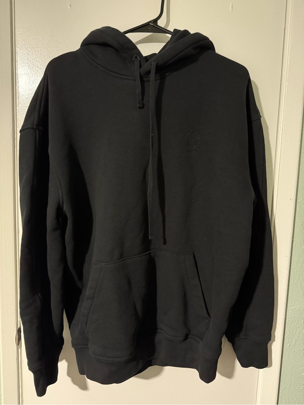 All Saints Black Pullover Hoodie with Subtle Chest Logo